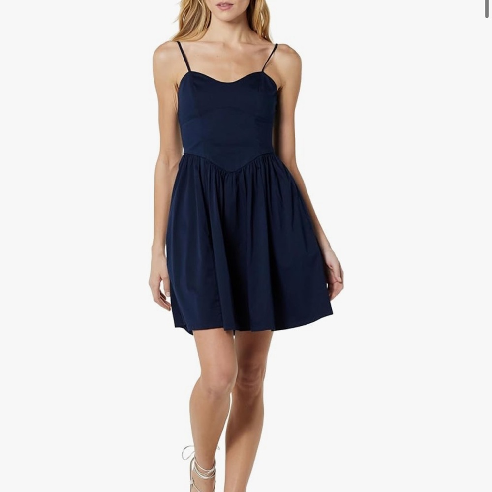NWT The Drop Womens Perla Shaped Waist Mini Dress (L) navy